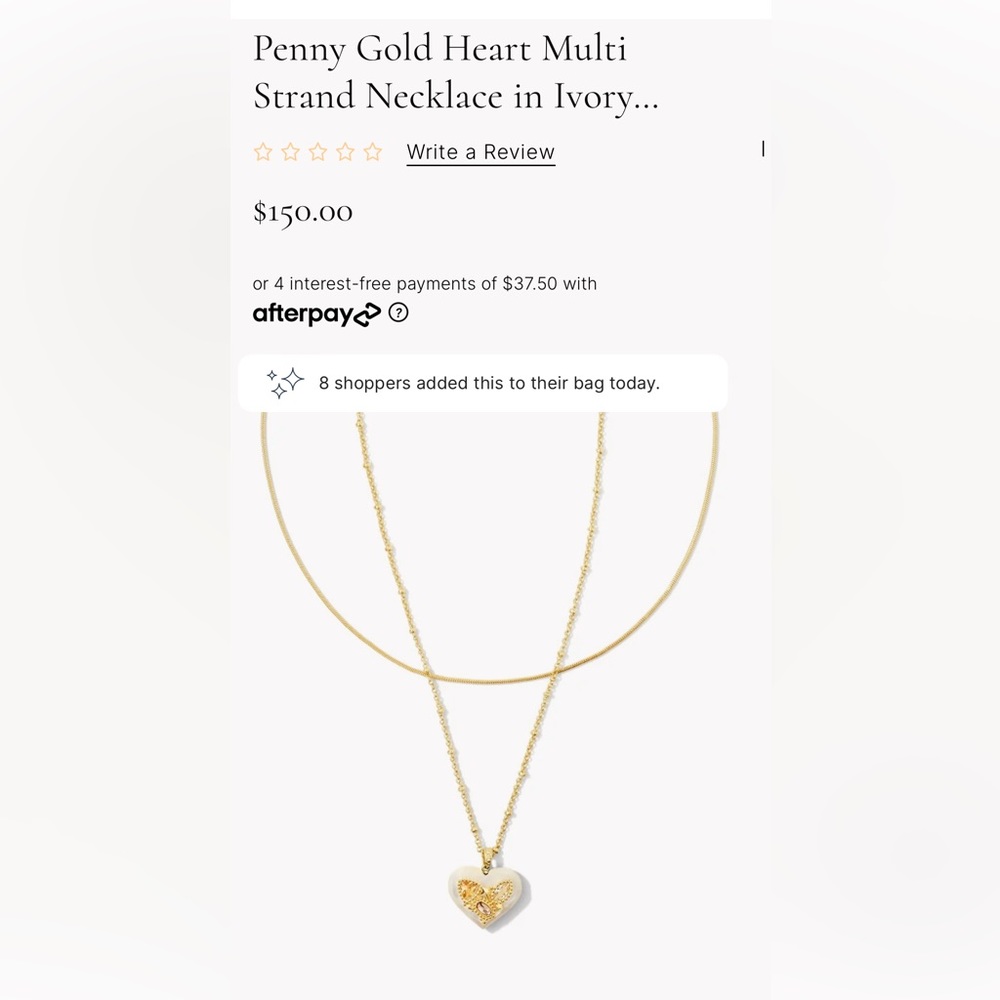 Kendra Scott Gold Heart Necklace in Ivory